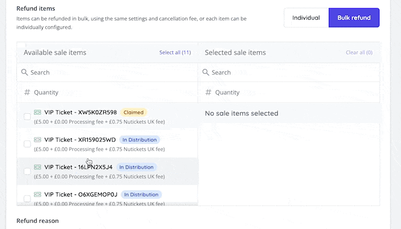 Checkbox selectors now include badges, icons and formatted text.