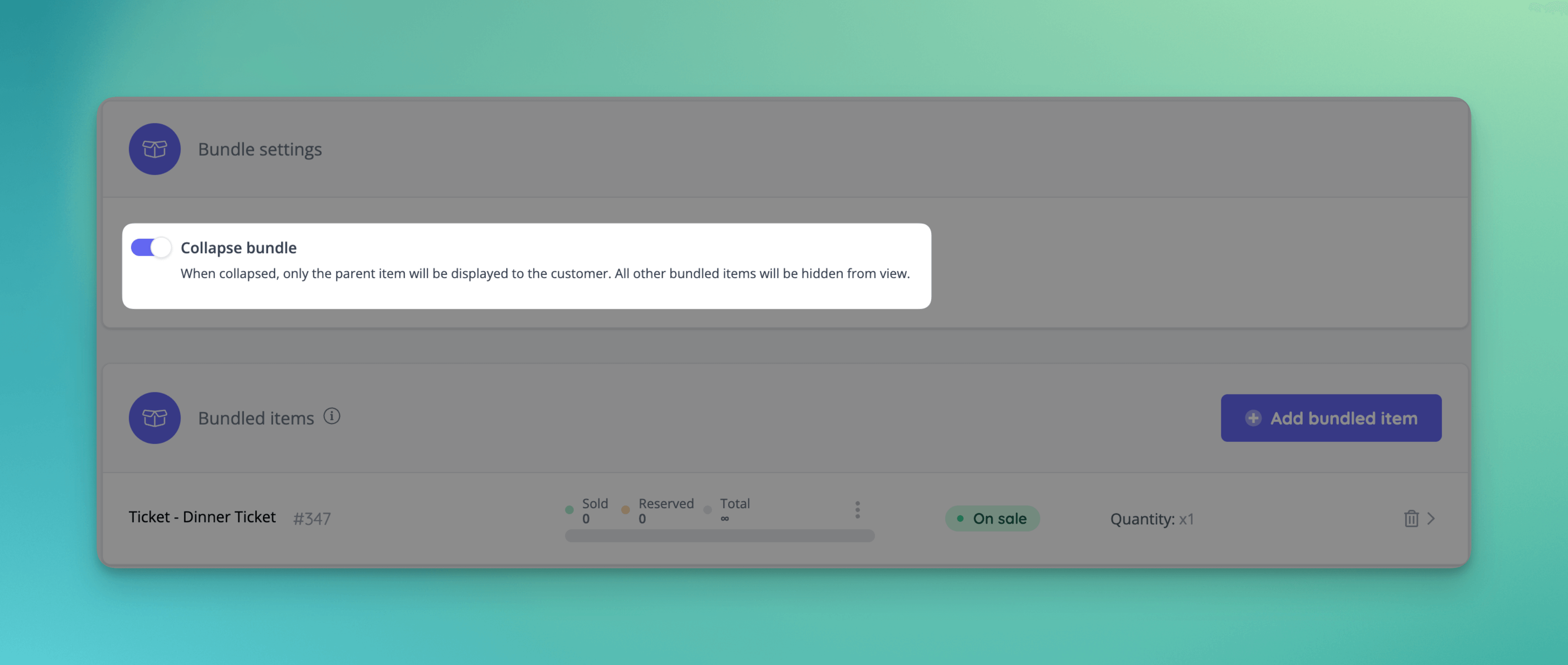 Collapse bundle toggle in sale item form
