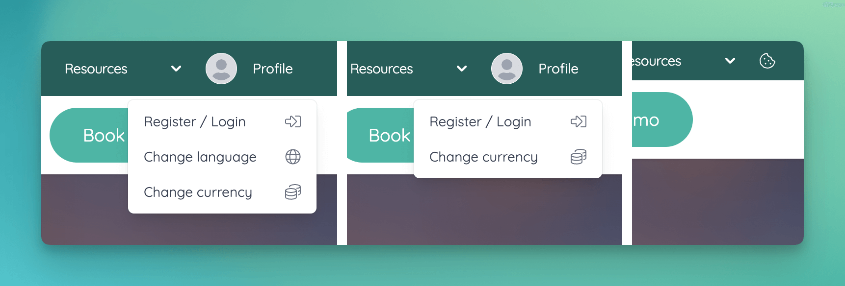 Profile dropdown menu items can now be customised to hide or show any of the available items.