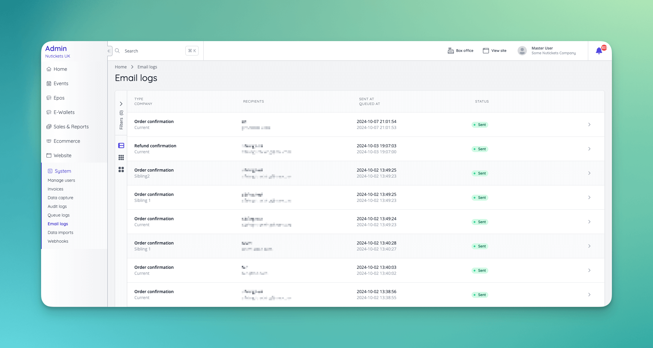 Company wide email logs.