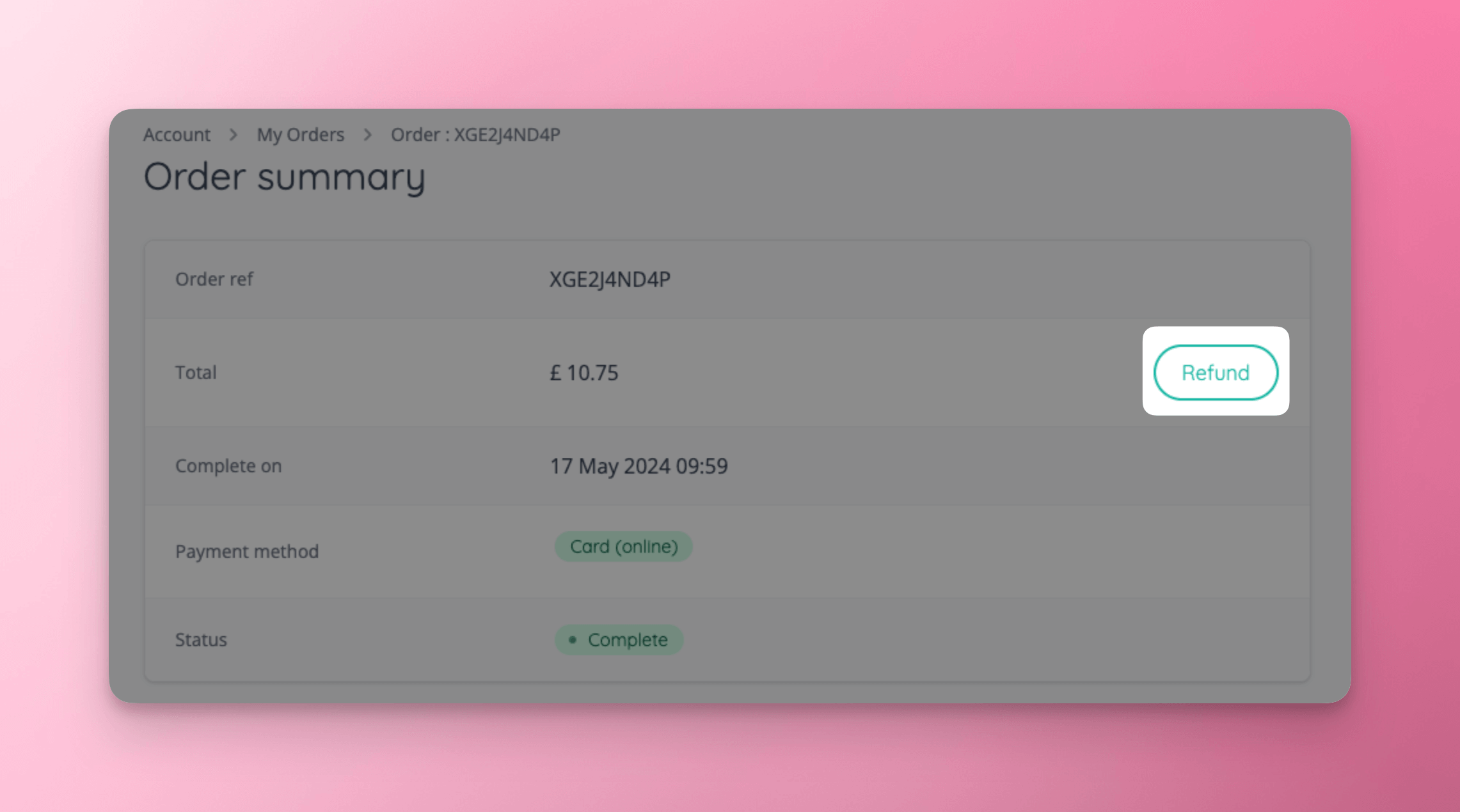 Customer refund option