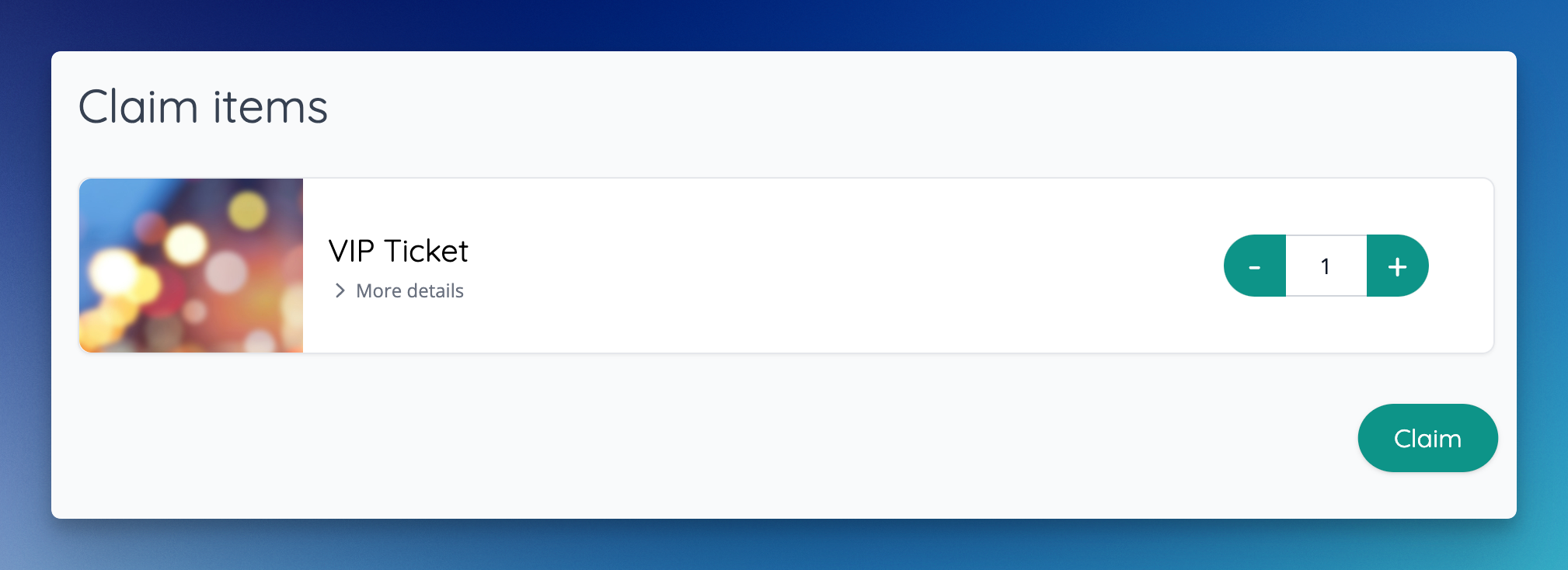 Items can then be claimed by each attendee just like purchasing directly from the Shop, or receiving a direct transfer.