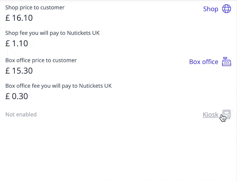 Enabling and disabling the item from the Box Office App (Kiosk)