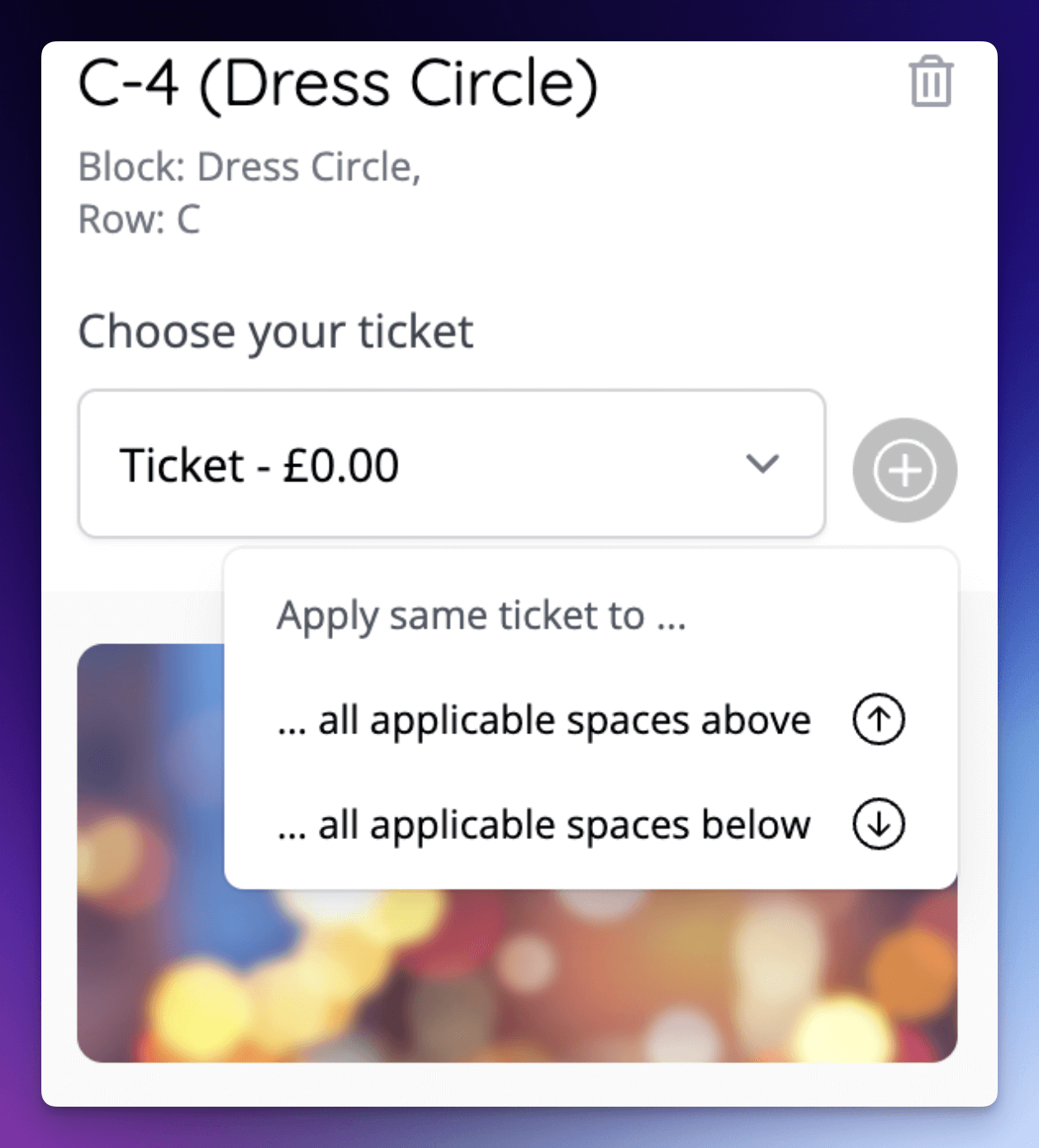 Apply the same ticket to multiple seats at once in Box Office mode.