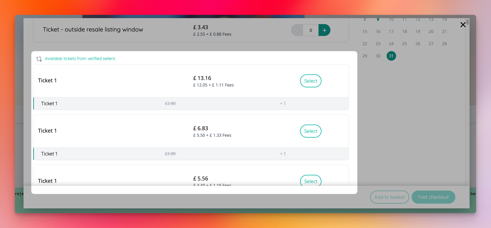 Not seated event with verified resale tickets available