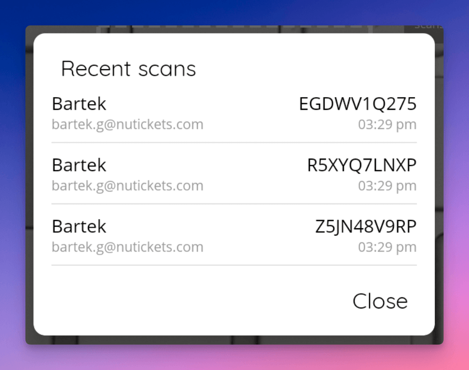 Recent scans are now shown in scan view.