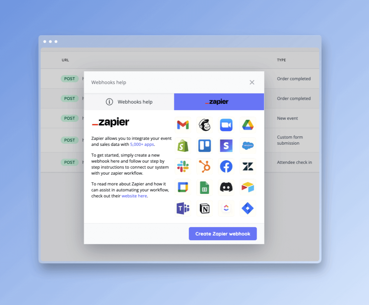 Zapier Webhooks Integration