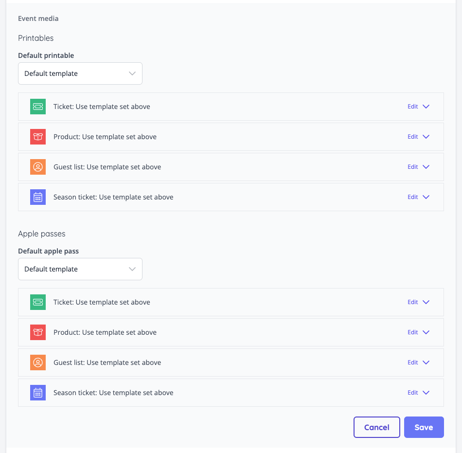 Custom ticket designs per event