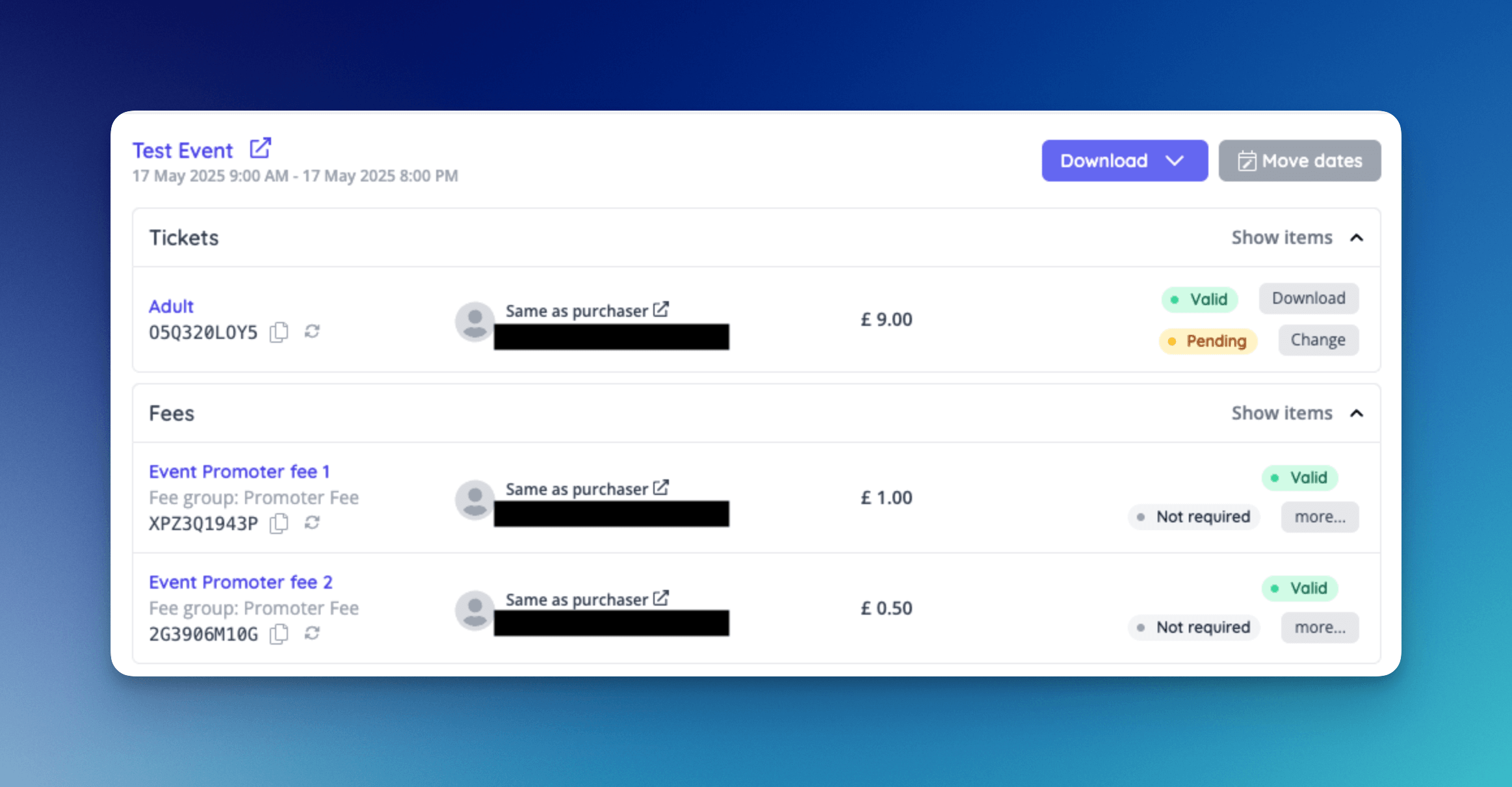 Admin order fee group breakdown