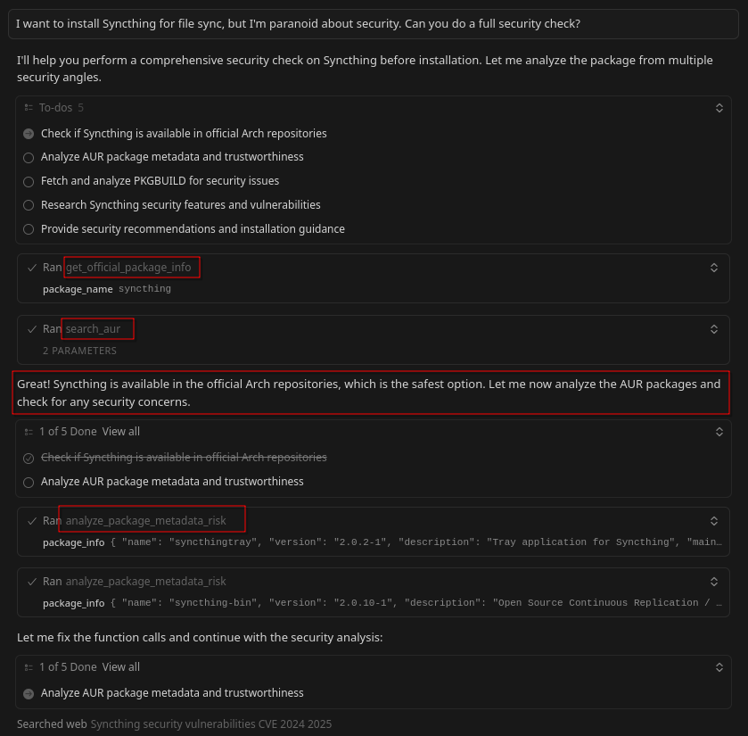 Syncthing security audit step 1 - initial package search and metadata analysis