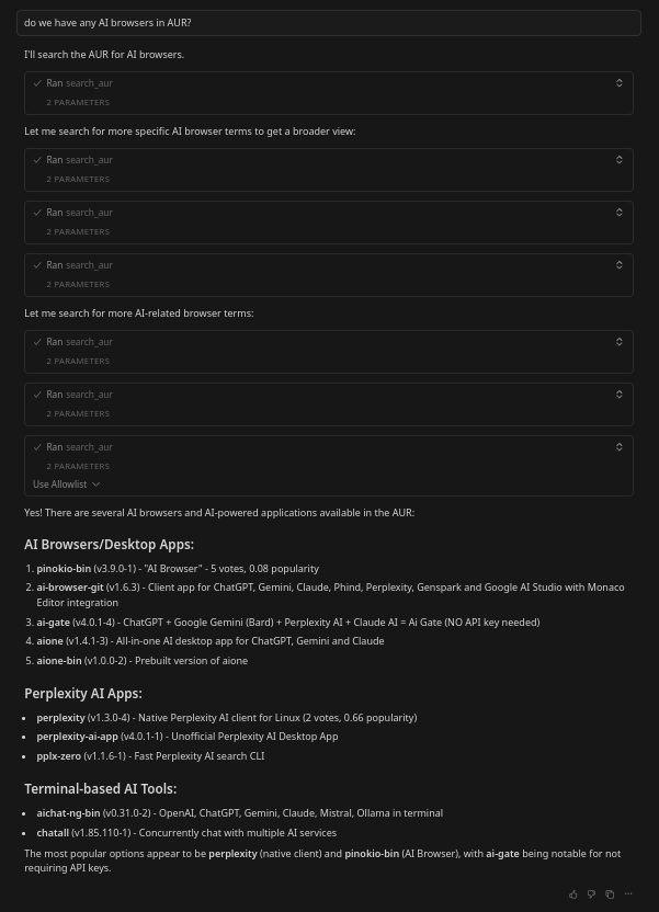 Example showing multiple browser search results