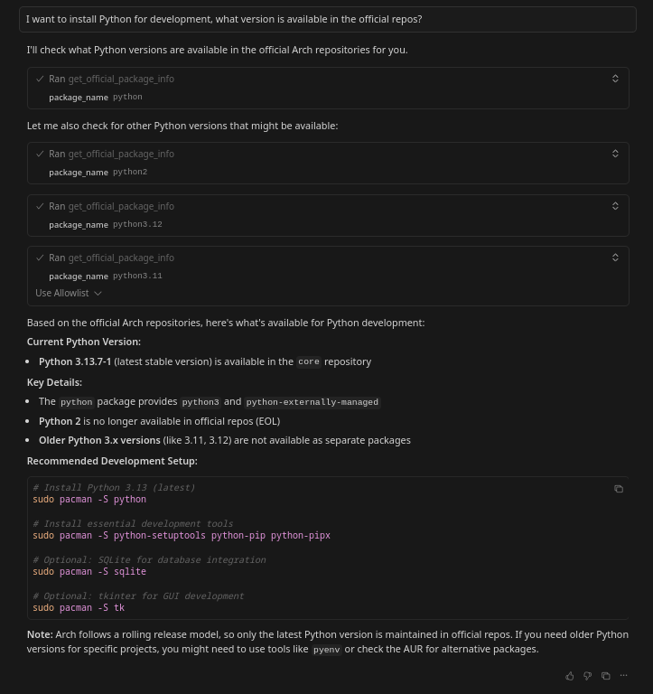 Python official package information example showing version and dependency details