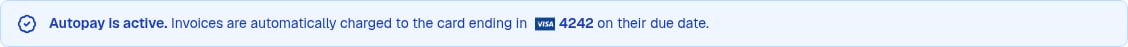 Active Autopay banner showing the default card