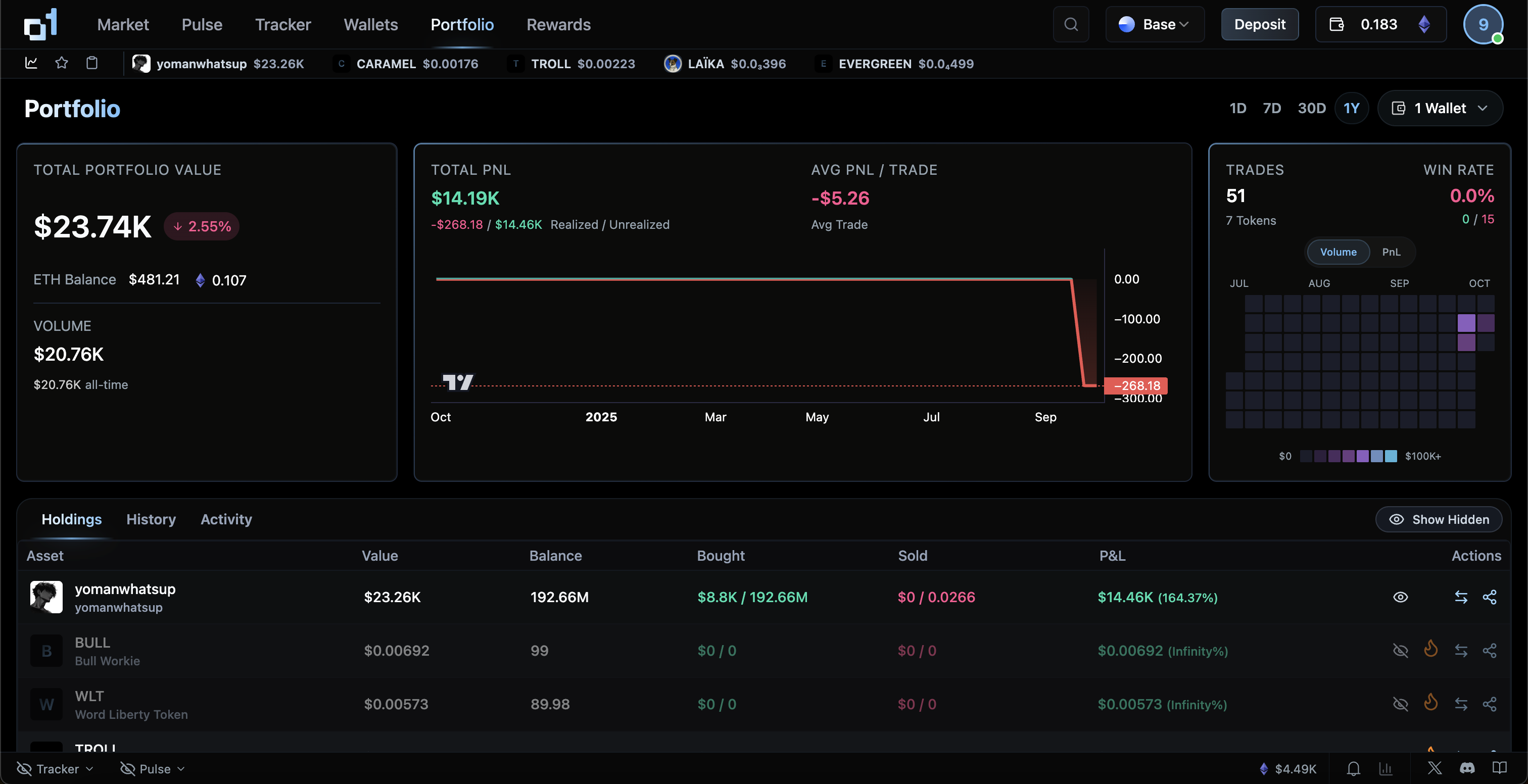 Portfolio summary dashboard