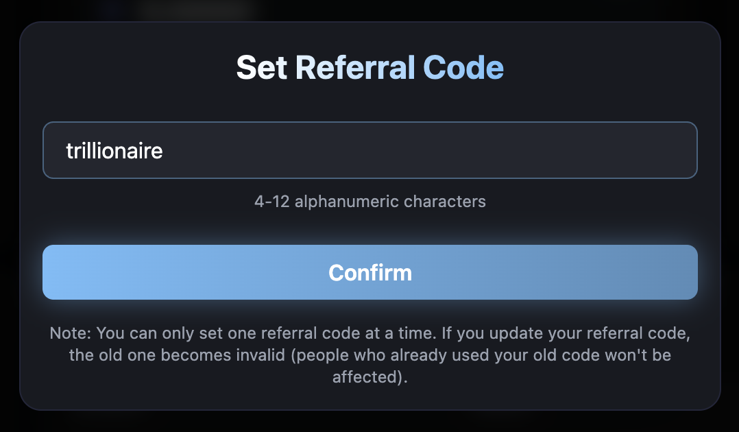 Set referral code