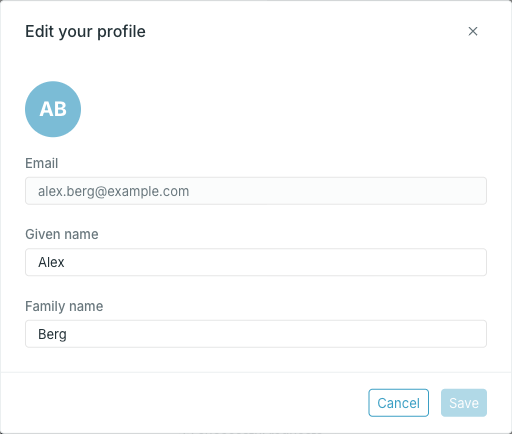 The Edit your profile dialog