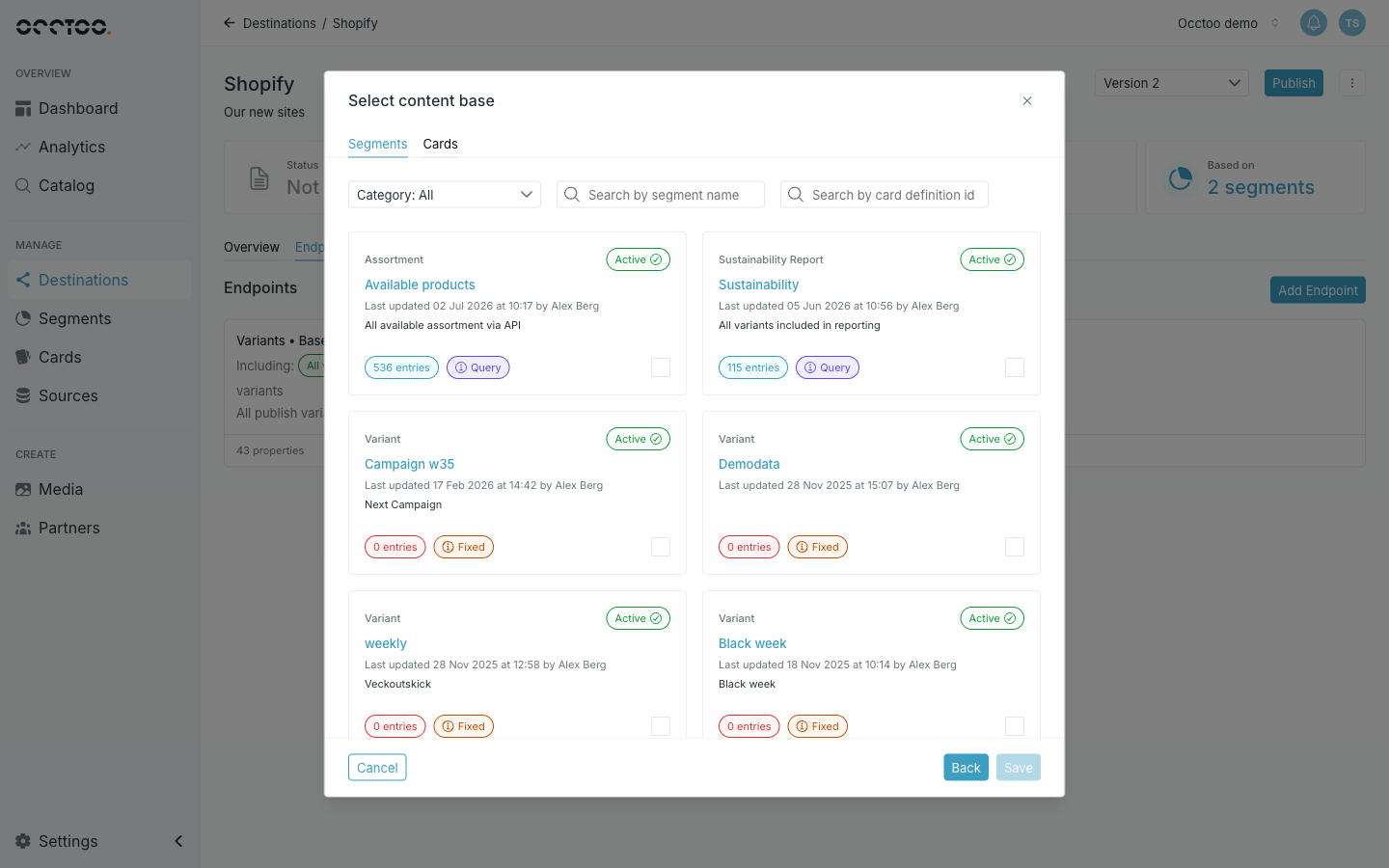 Selecting the content base