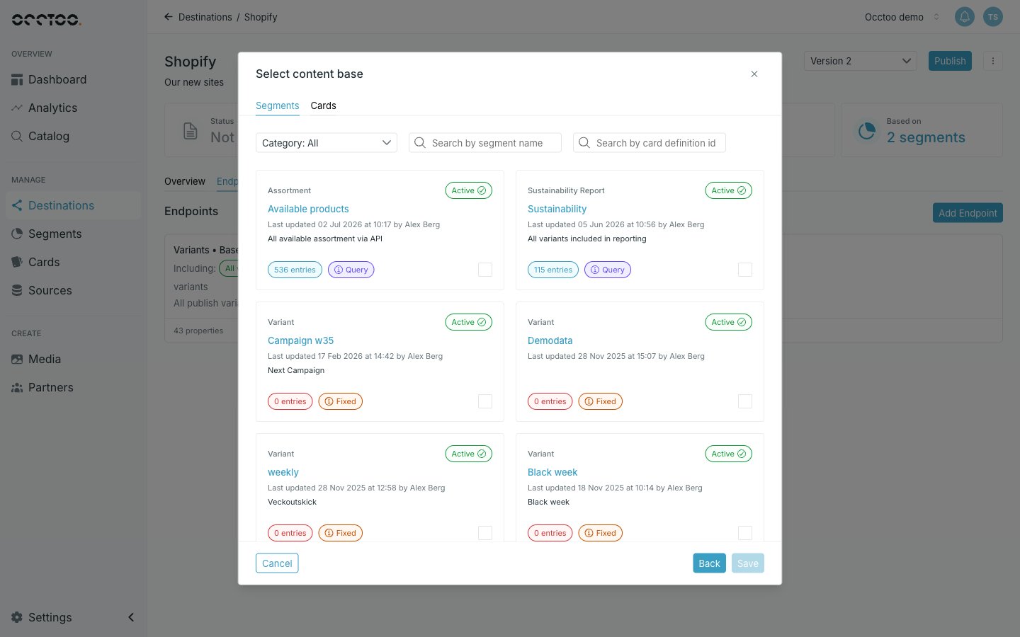 Selecting the content base