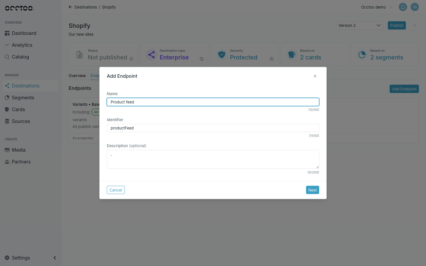 The Add Endpoint dialog