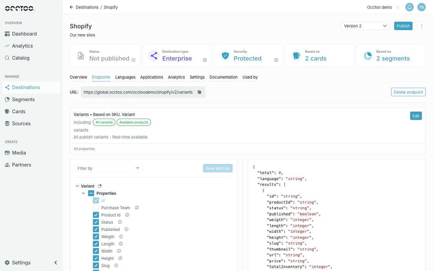 The endpoint content editor