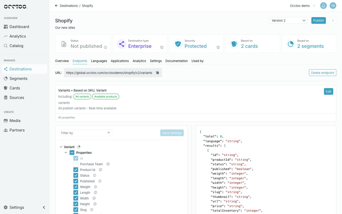 The endpoint content editor