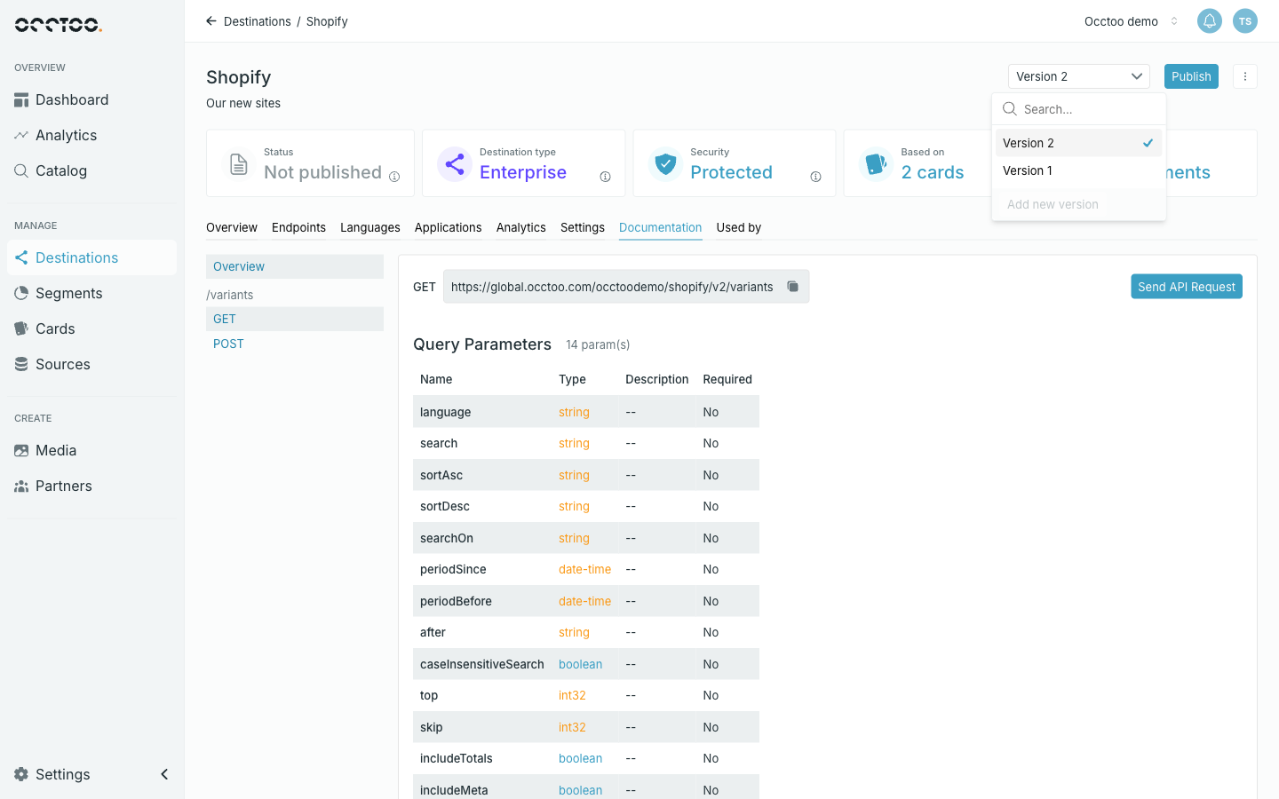 The version selector