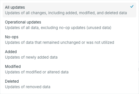 The update type options