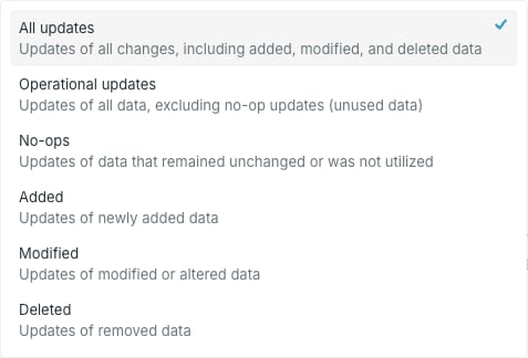 The update type options