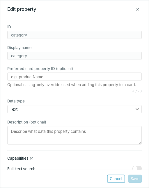 The Edit property dialog