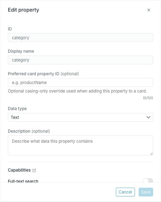 The Edit property dialog