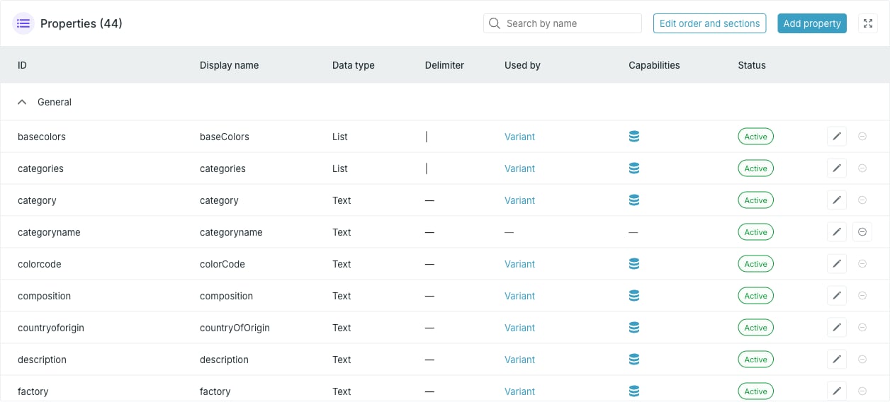 The Properties widget