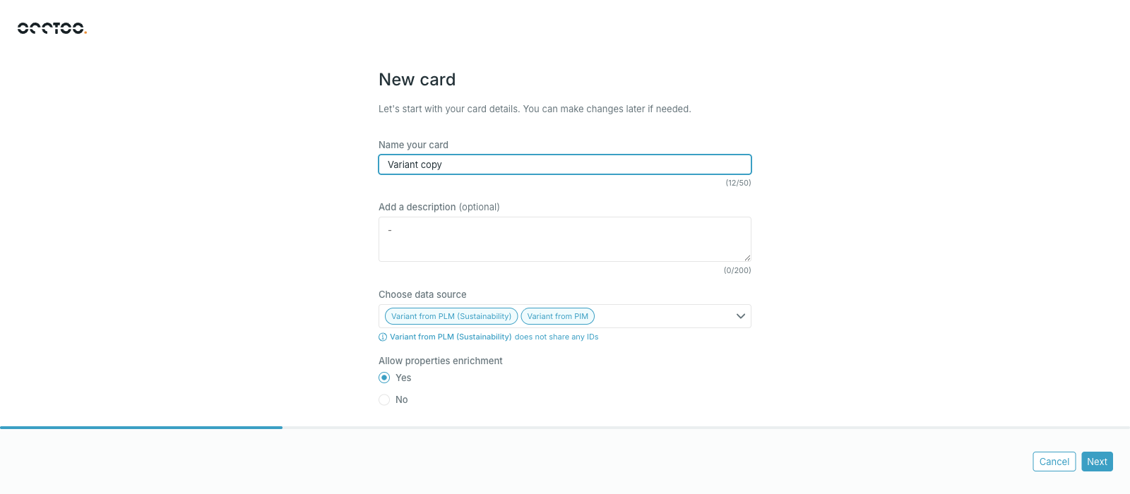 Copy card, first step