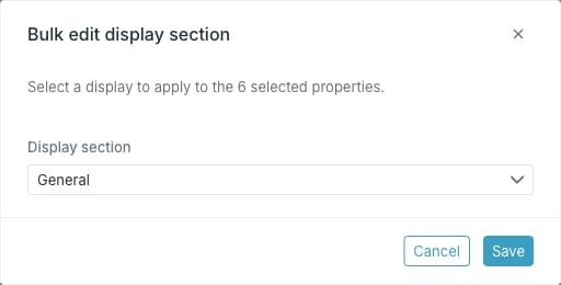 Bulk edit display section dialog