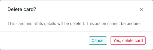 Delete card dialog