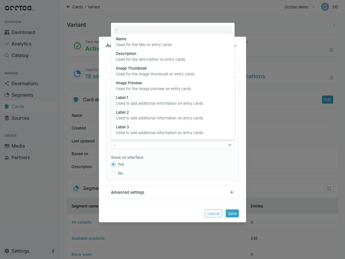 Display option list