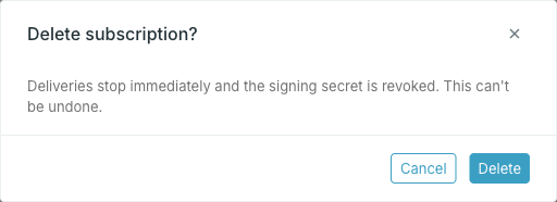 The delete confirmation
