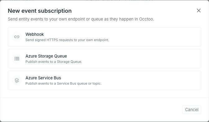 The subscription type options