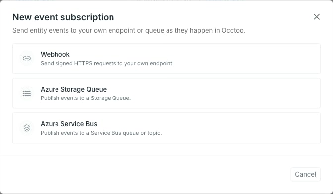 The subscription type options