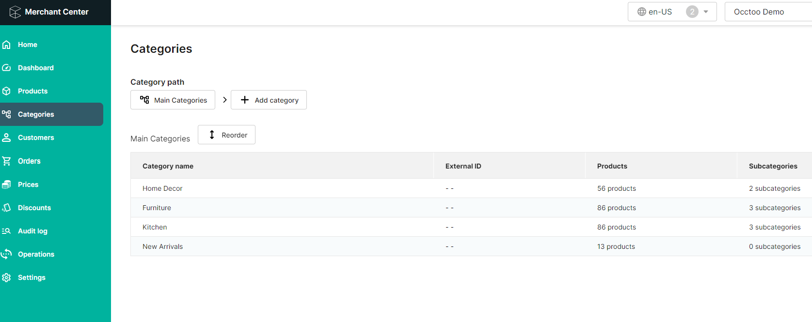 Categories in commercetools