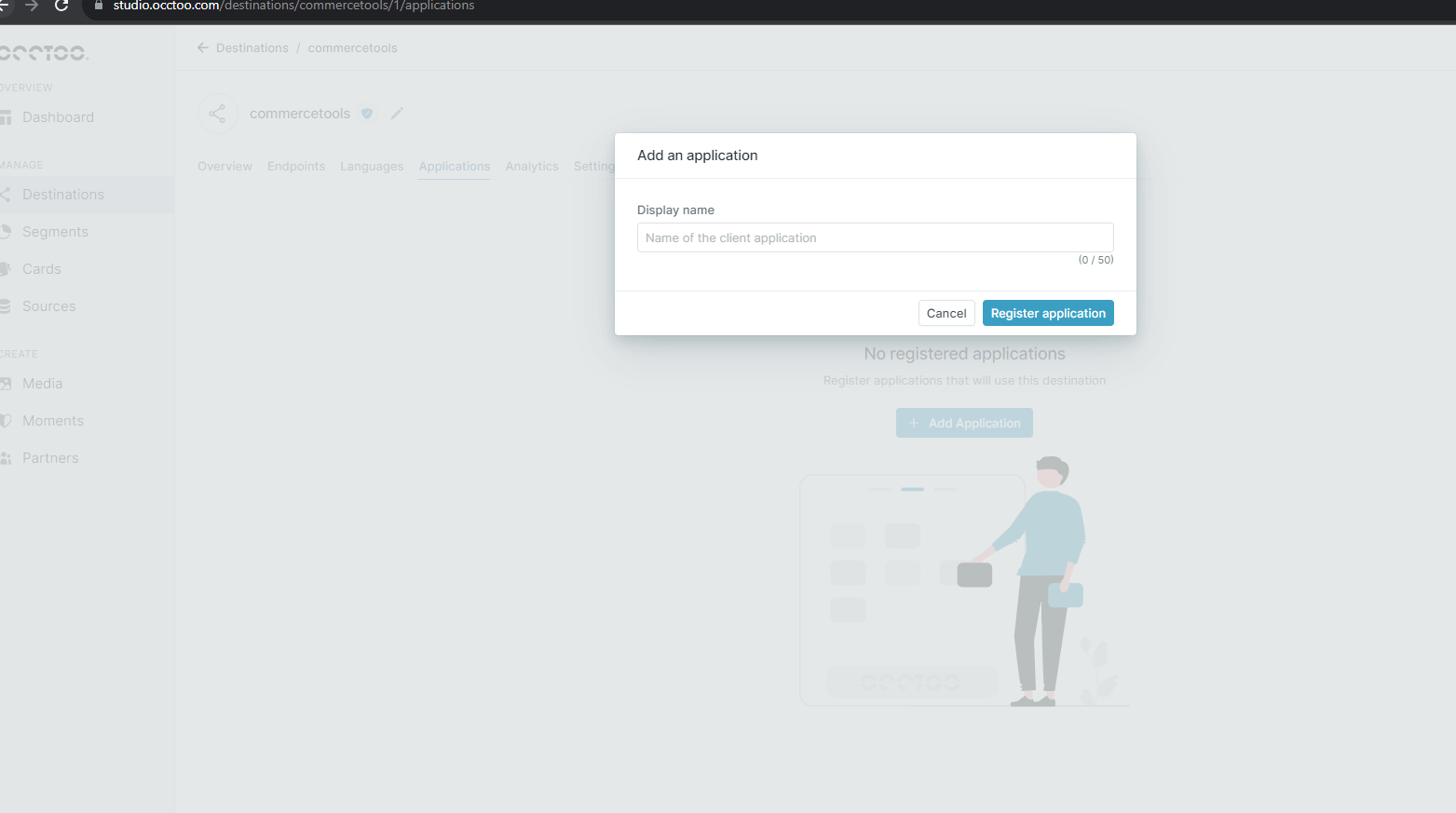 Registering an application in Occtoo