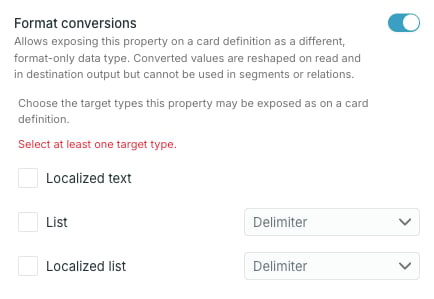 Conversion targets for a Text property