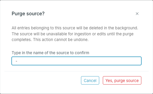 The Purge source dialog