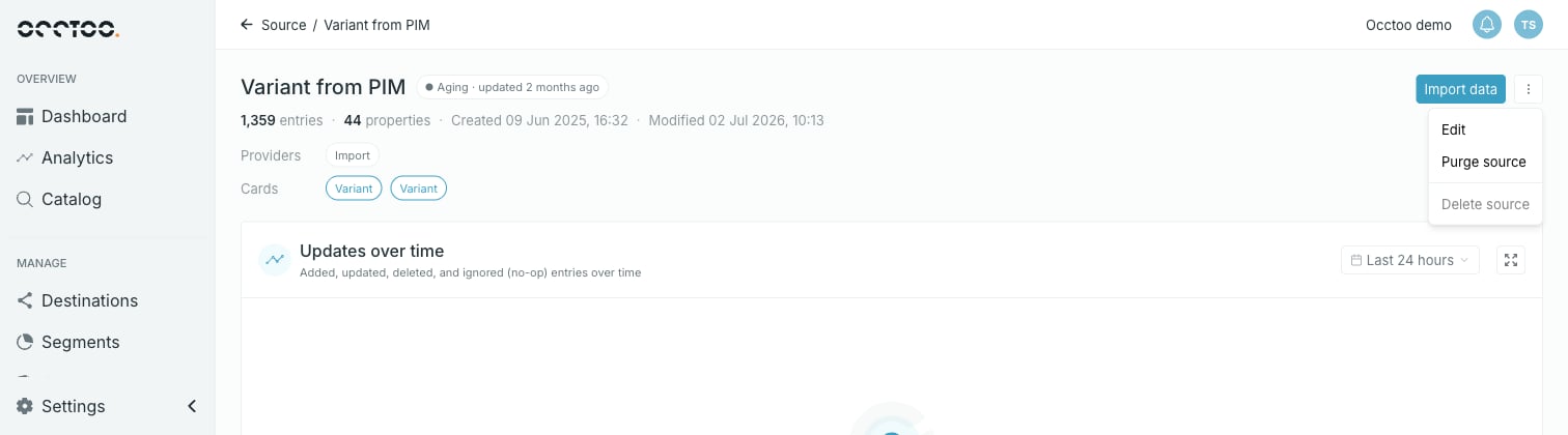 The source menu with Delete source disabled