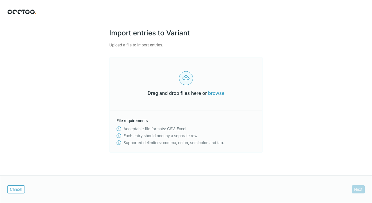 The import entries dialog