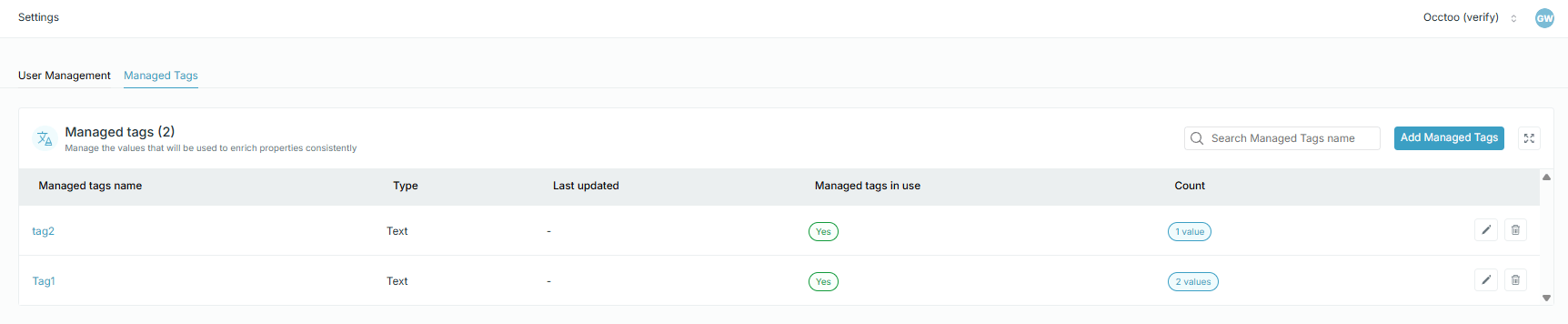 Creating a managed tag list