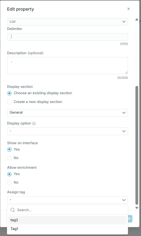 Assigning a managed tag list to a property