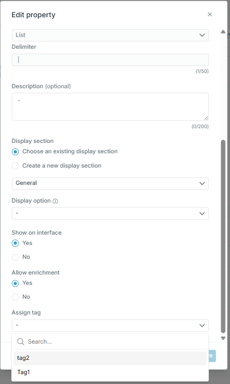 Assigning a managed tag list to a property