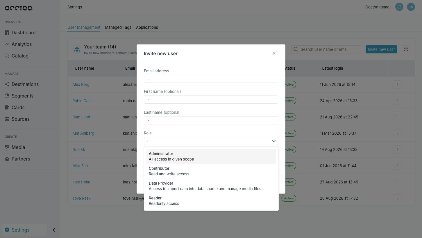 The role list in the invite dialog