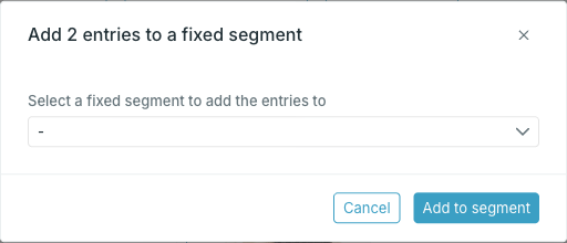 The add to fixed segment dialog