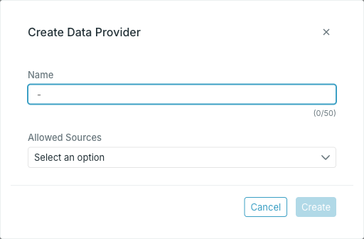 The Create Data Provider dialog